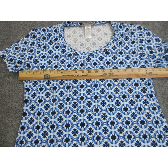 Tommy Bahama Dress Womens Medium Blue Geometric T-Shirt Short Sleeve Jersey - Picture 6 of 12